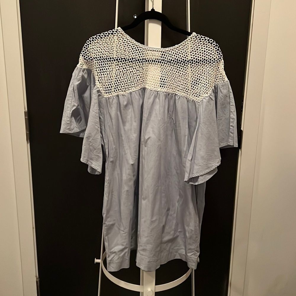 Like new blue & white crochet top mini dress - urban outfitters - medium